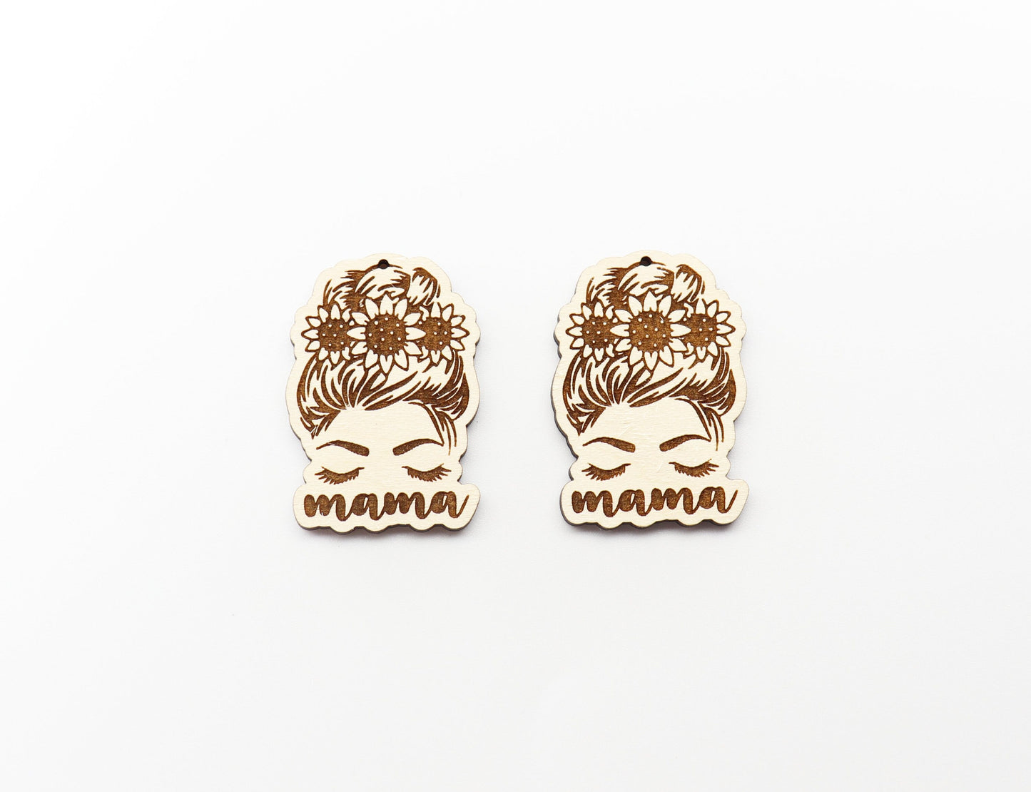 Mama earring blanks, earring blanks, wood cutouts