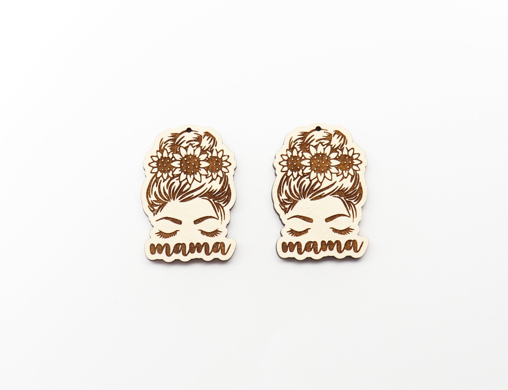 Mama earring blanks, earring blanks, wood cutouts