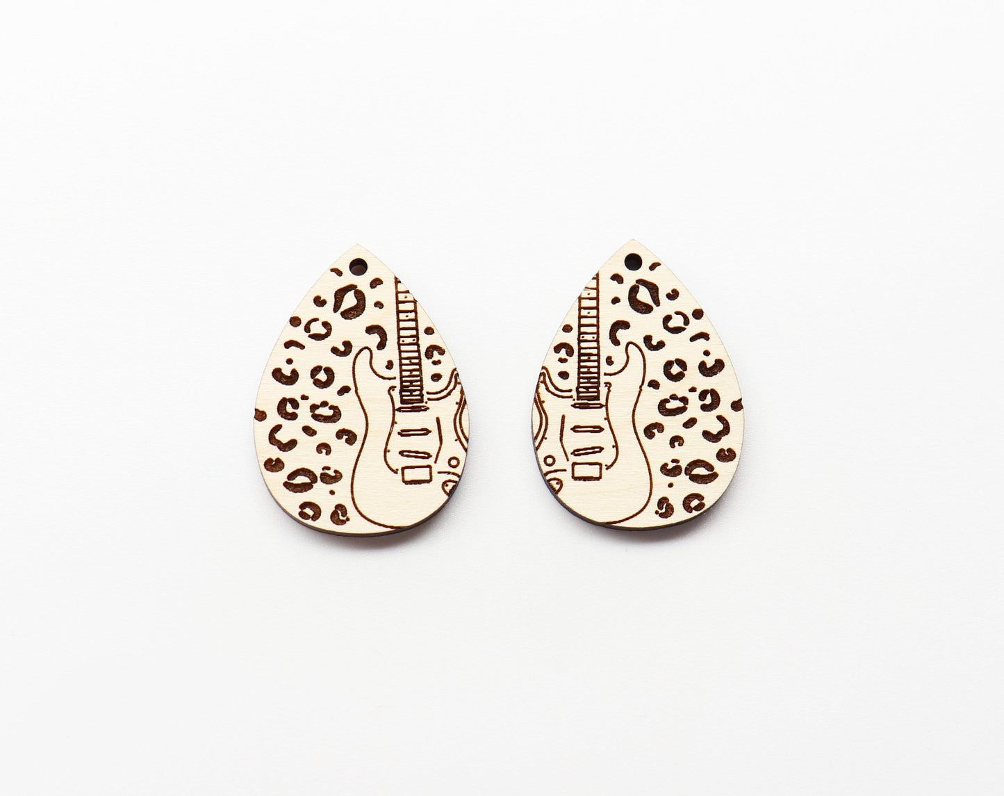 Cheetah print Guitar earrings, DIY earrings, earring blanks, sold per set