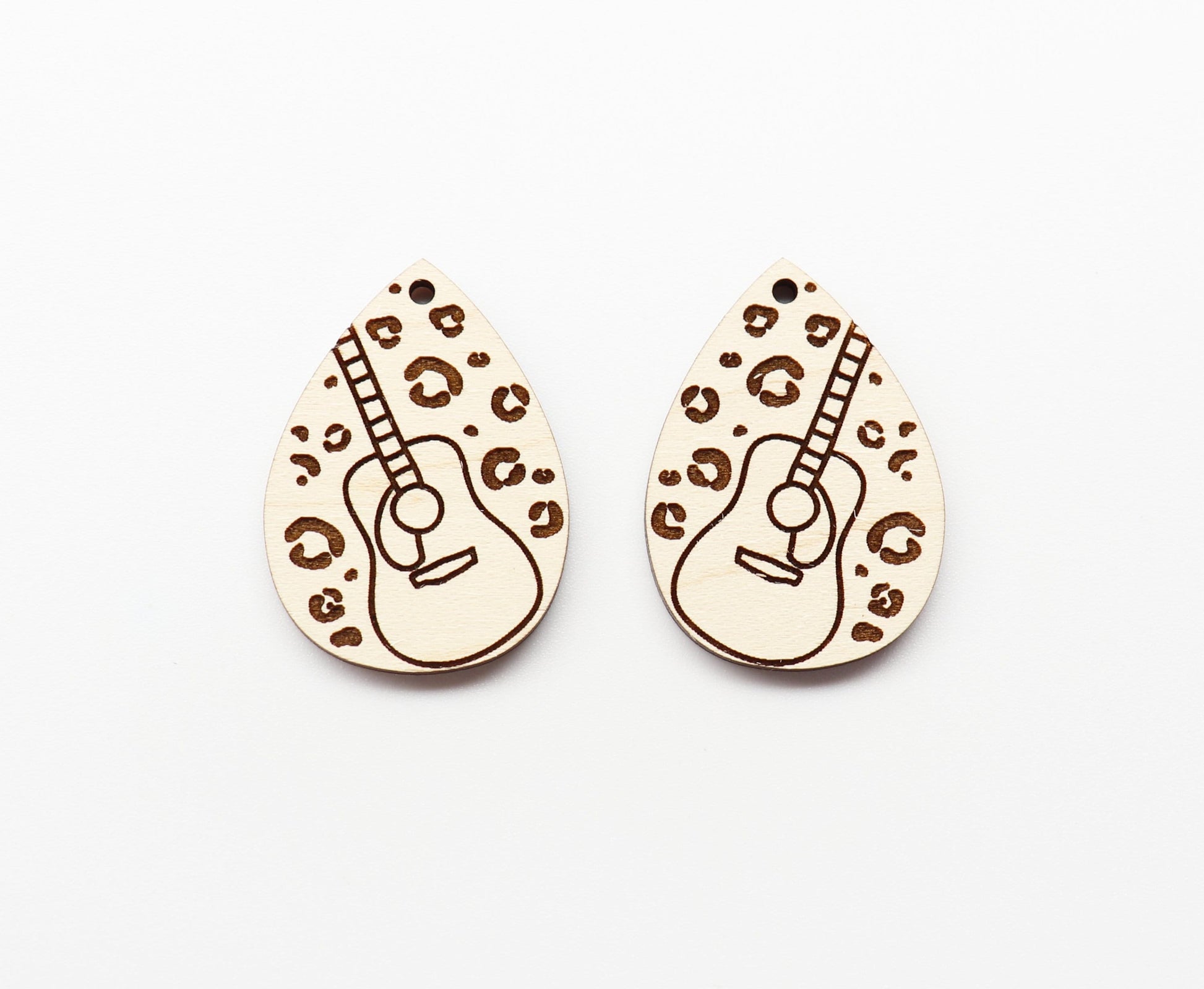 Cheetah print Guitar earrings, DIY earrings, earring blanks, sold per set