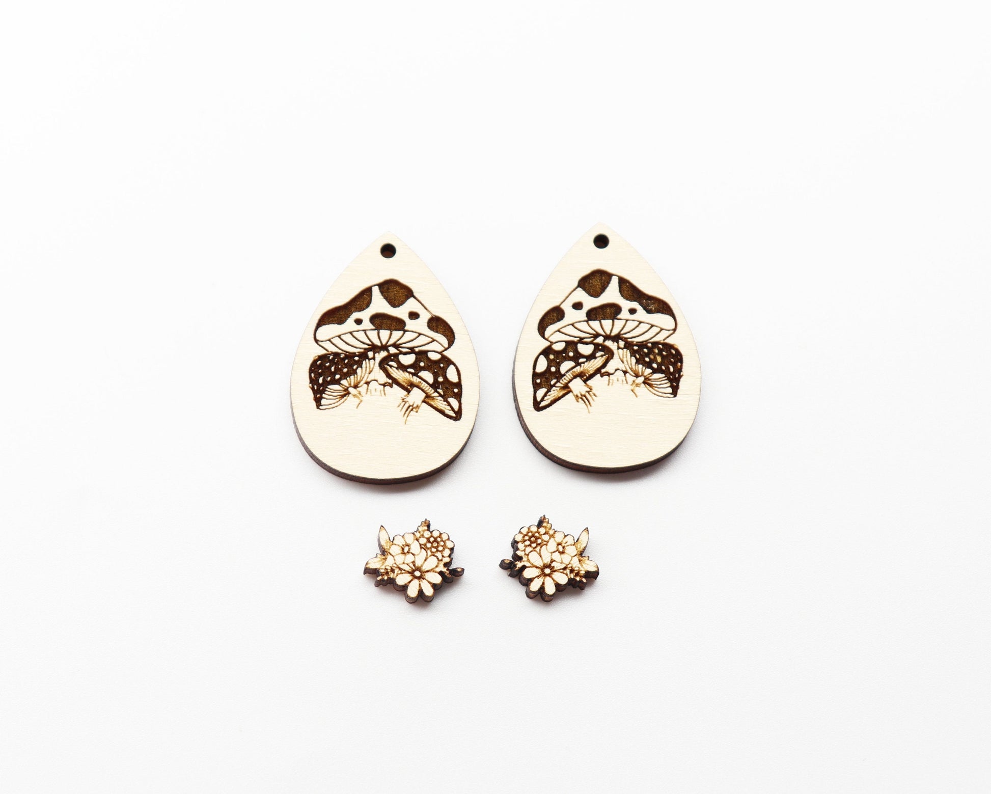 2 Piece Mushroom earring blanks, earring blanks, DIY earrings