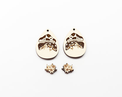 2 Piece Mushroom earring blanks, earring blanks, DIY earrings