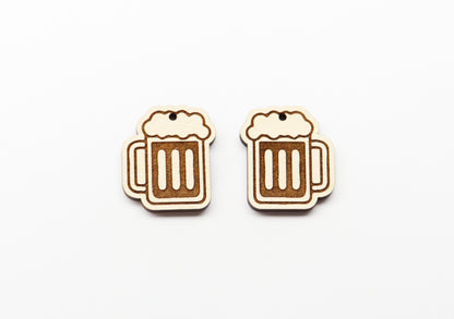 Beer mug earring blanks, wood earring blanks, sold per set