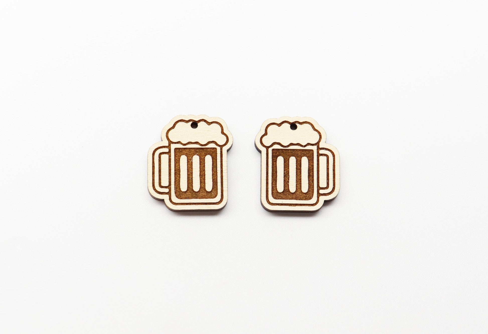 Beer mug earring blanks, wood earring blanks, sold per set