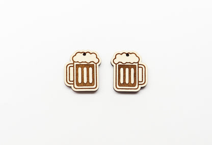 Beer mug earring blanks, wood earring blanks, sold per set