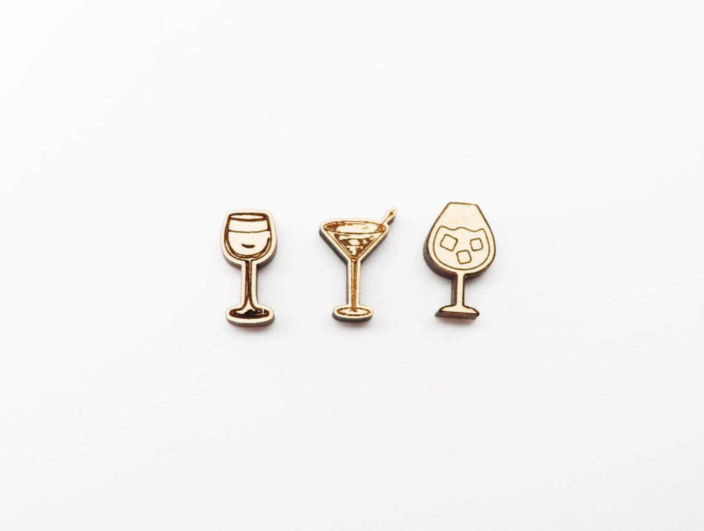 Wine stud blanks, DIY earrings, mixed drinks studs, sold per set