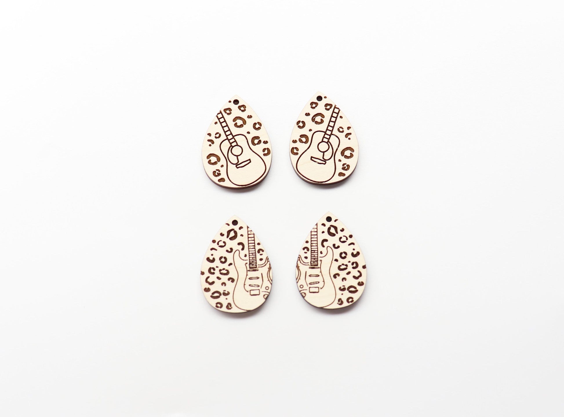 Cheetah print Guitar earrings, DIY earrings, earring blanks, sold per set