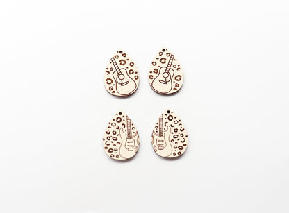 Cheetah print Guitar earrings, DIY earrings, earring blanks, sold per set