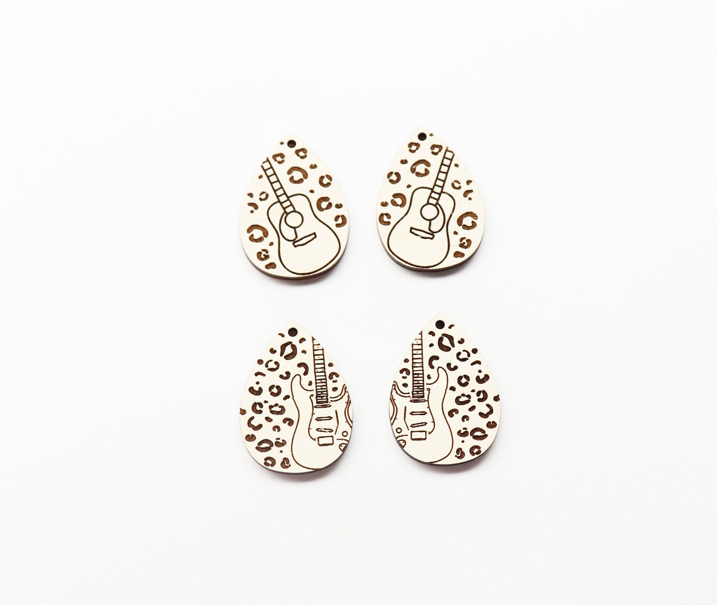 Cheetah print Guitar earrings, DIY earrings, earring blanks, sold per set