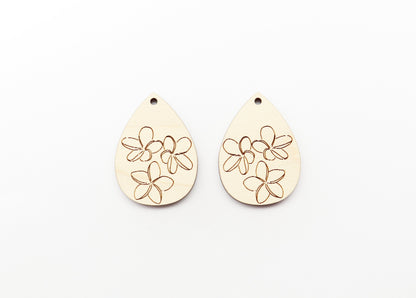 Plumeria wood earring blanks, earring blanks, earring findings