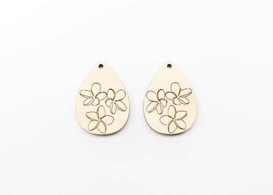 Plumeria wood earring blanks, earring blanks, earring findings