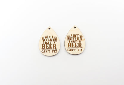 Beer earring blanks, wood earring blanks, sold per set