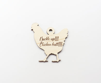 Chicken butt car charm, wood blanks, wood car charm