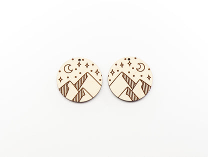 Mountain wood earring blanks, wood earring blanks, sold per set