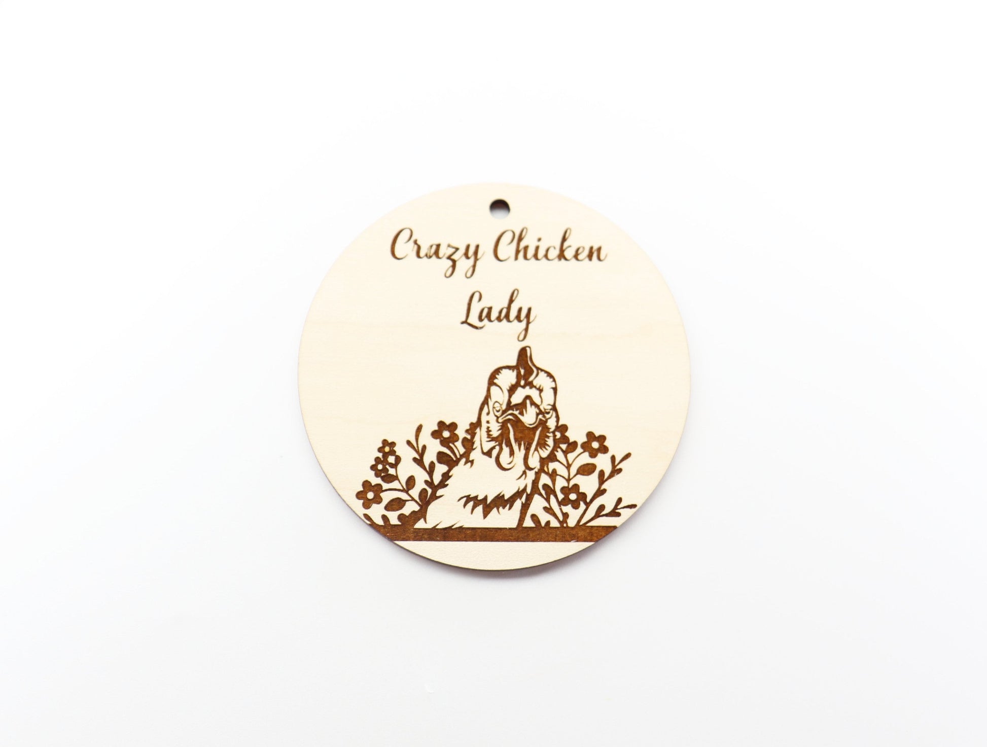 Crazy Chicken lady car charm, car charm blank, wood blanks