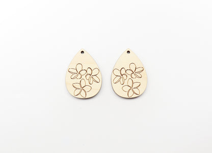 Plumeria wood earring blanks, earring blanks, earring findings