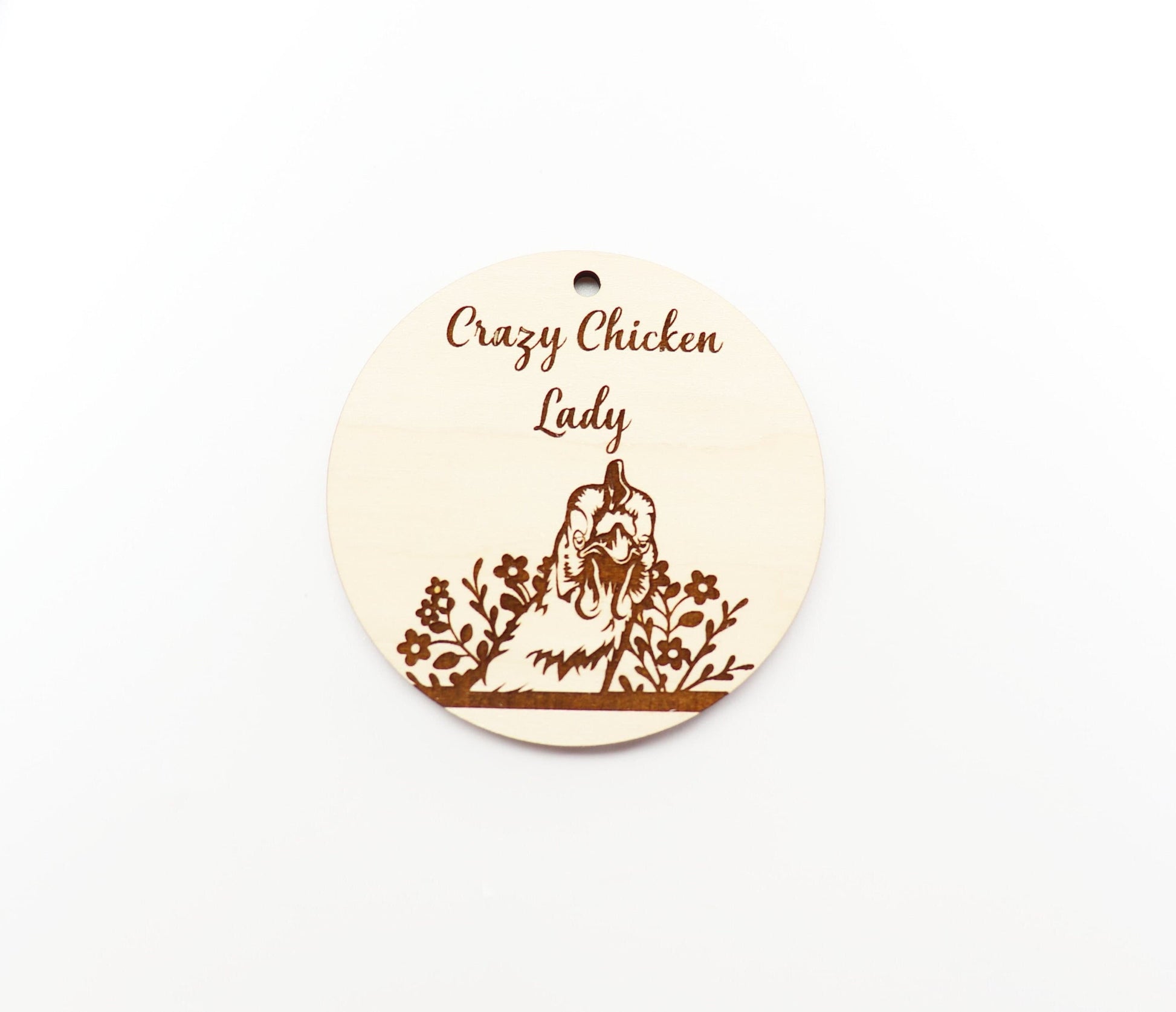 Crazy Chicken lady car charm, car charm blank, wood blanks