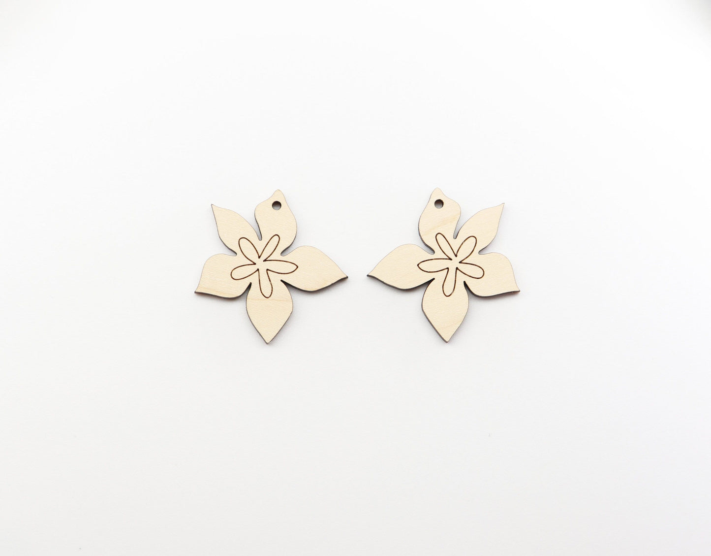 Flower wood earring blanks, earring blanks, wood cutouts