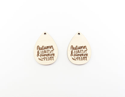 Autumn teardrop blanks, wood earrings, earring blanks