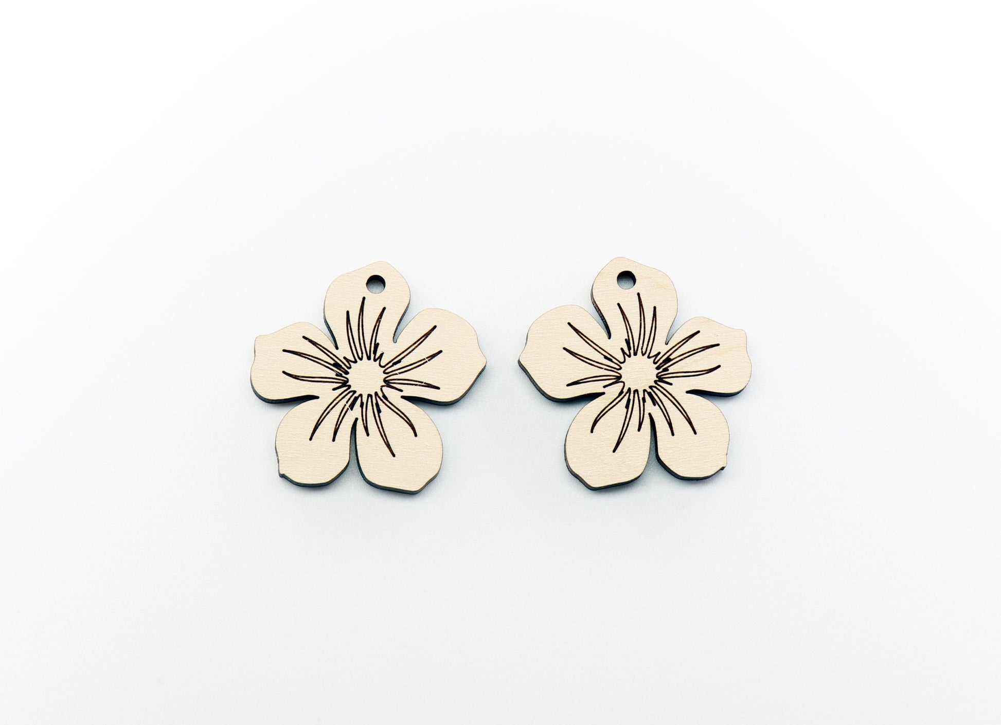 Flower wood earring blanks, earring blanks, wood cutouts