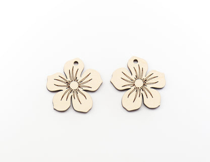 Flower wood earring blanks, earring blanks, wood cutouts