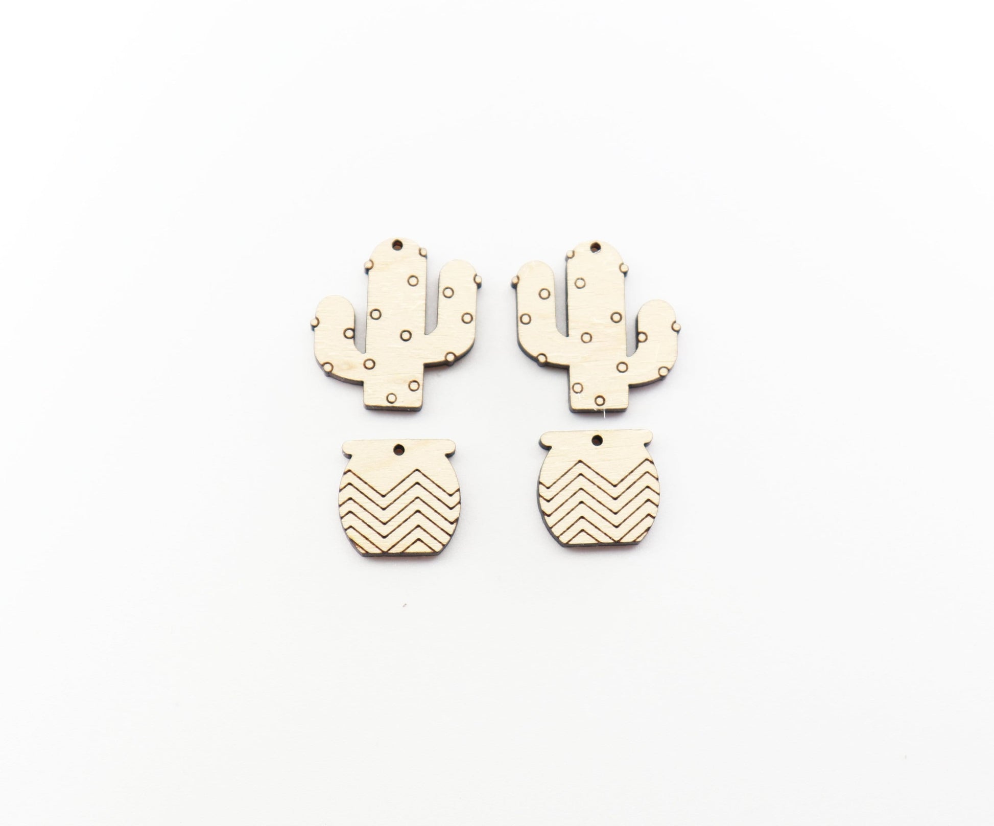 2 Piece Cactus earring blanks, earring blanks, wood cutouts