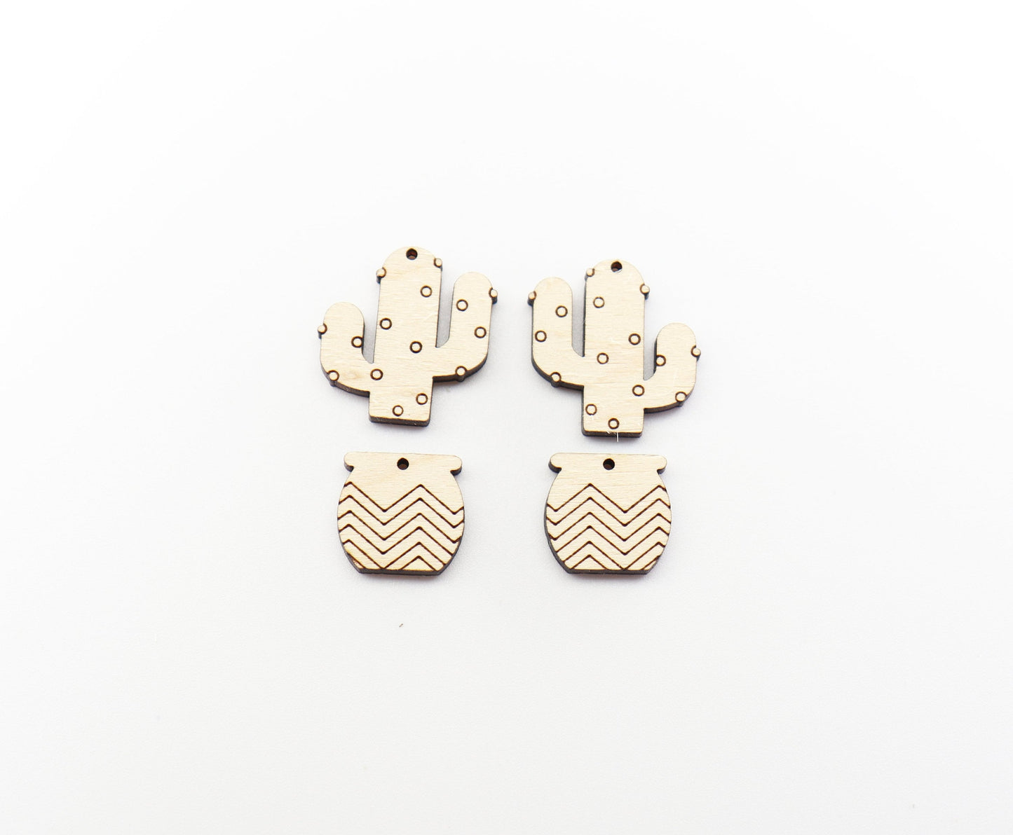 2 Piece Cactus earring blanks, earring blanks, wood cutouts