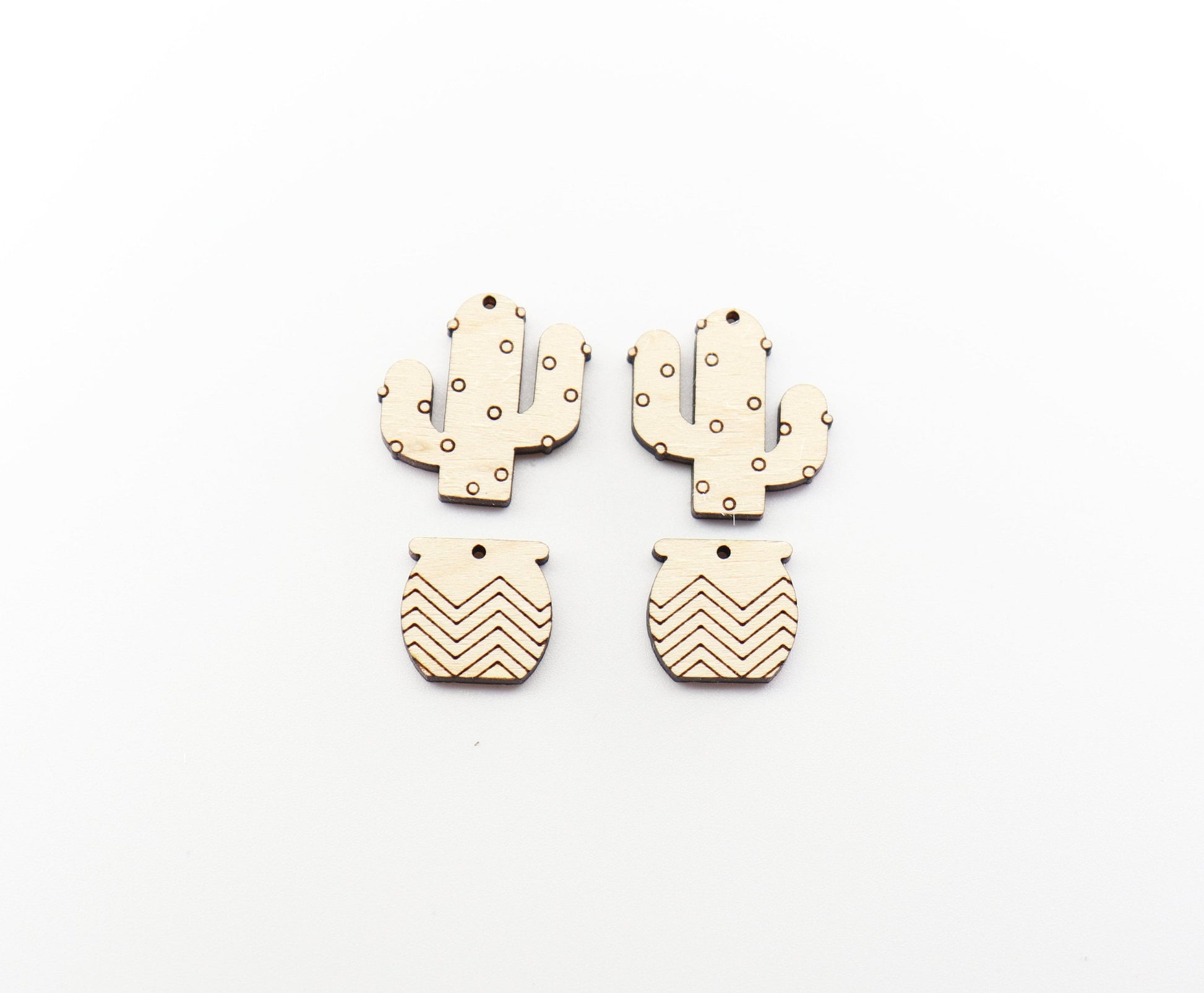 2 Piece Cactus earring blanks, earring blanks, wood cutouts