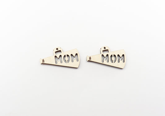 Cheer mom earring blanks, cheer earrings, wood cutouts, laser cutouts