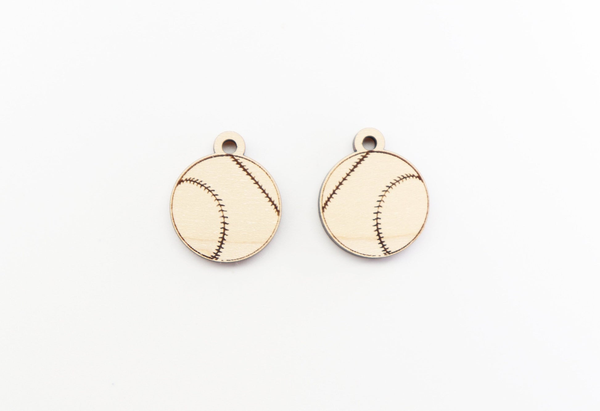 Baseball earring blanks, wood cutouts, sold per pair