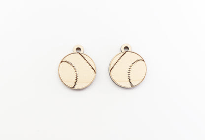 Baseball earring blanks, wood cutouts, sold per pair