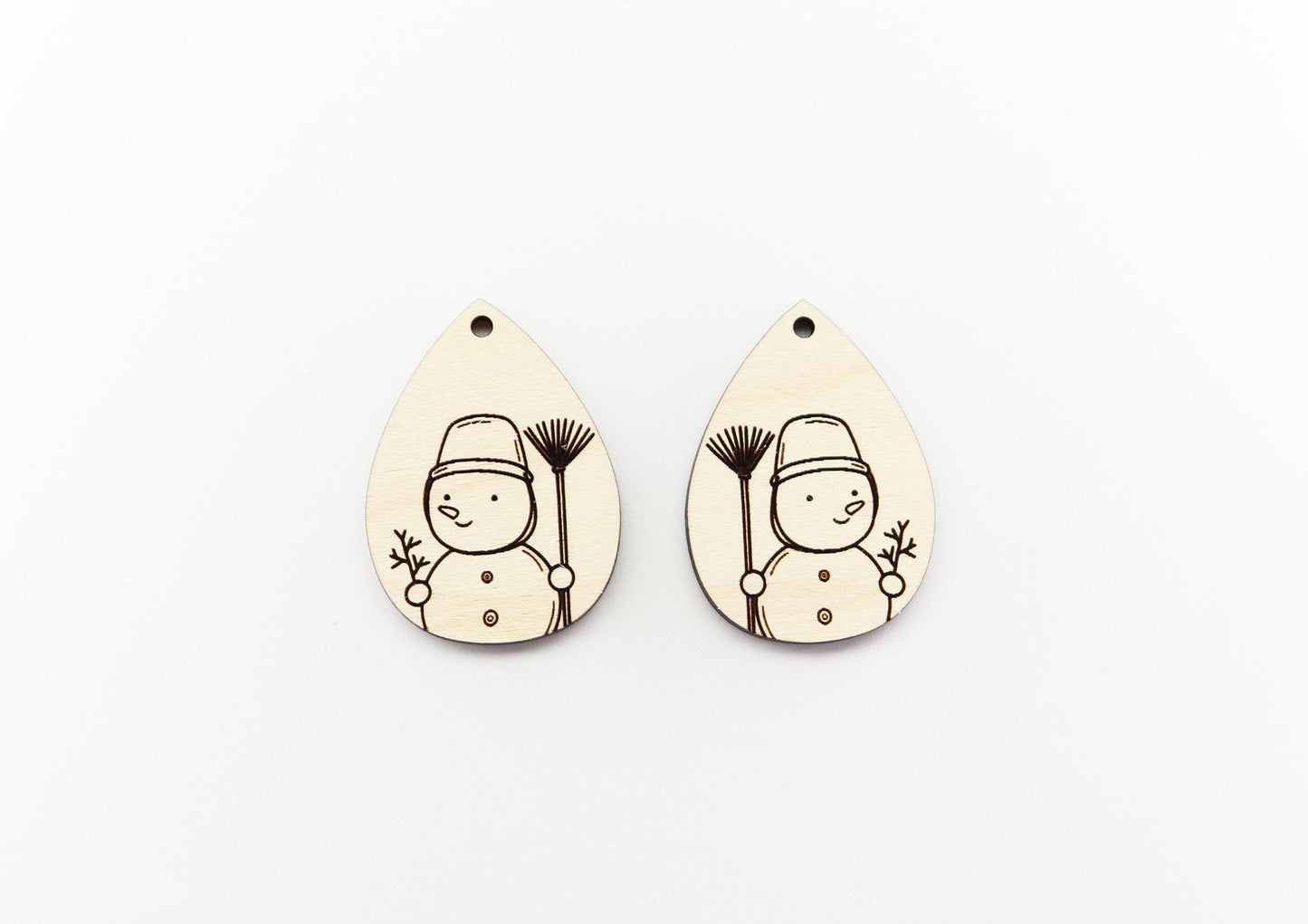 Snowman earring blanks, wood cutouts, sold per pair