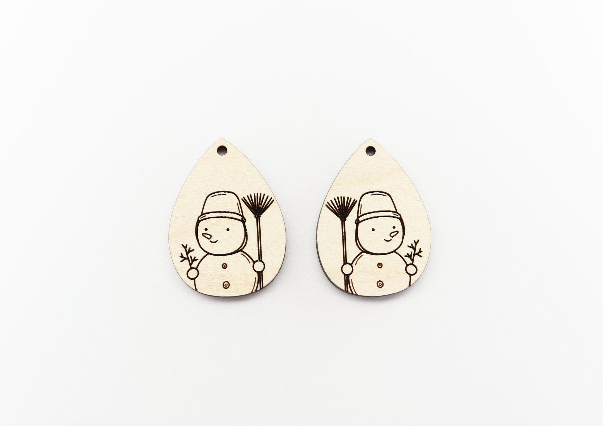 Snowman earring blanks, wood cutouts, sold per pair