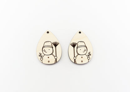 Snowman earring blanks, wood cutouts, sold per pair