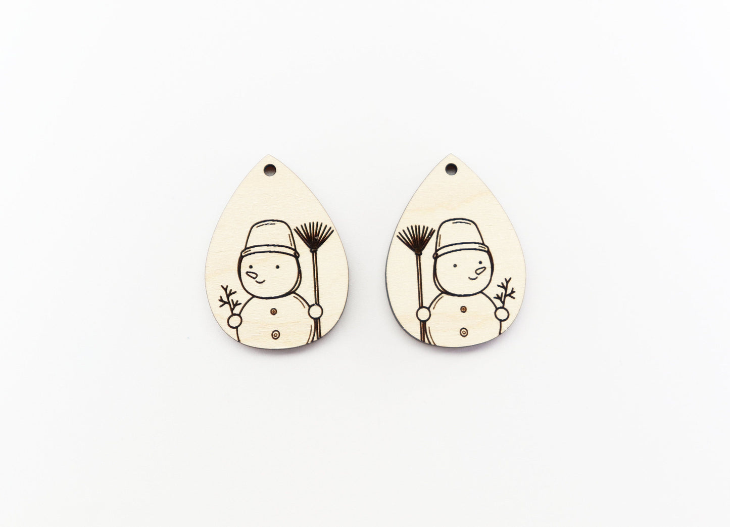 Snowman earring blanks, wood cutouts, sold per pair