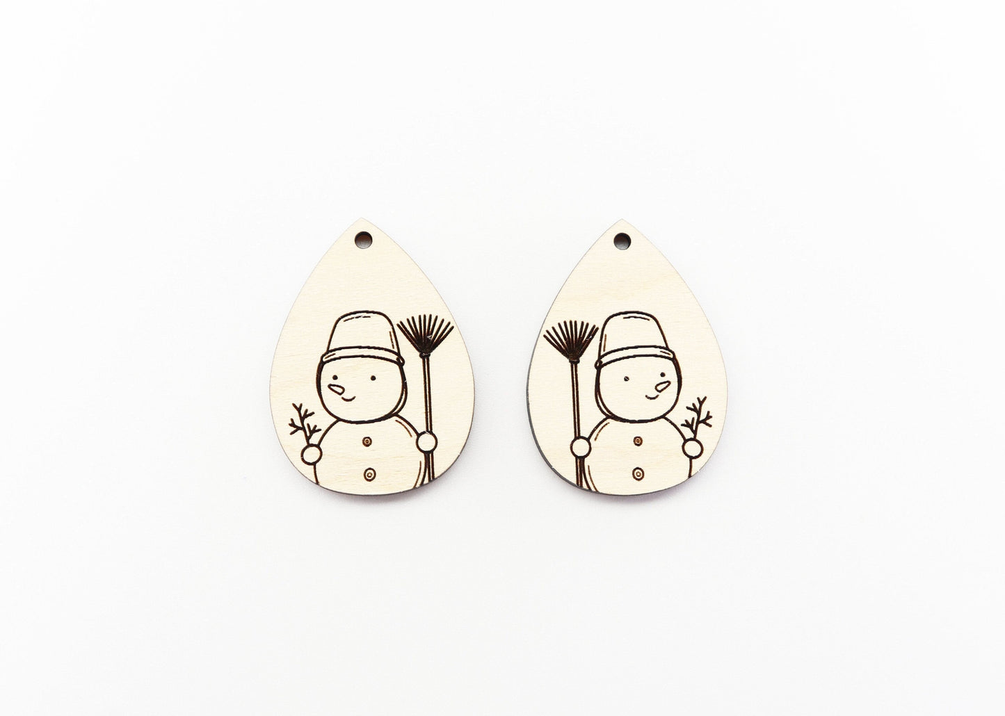 Snowman earring blanks, wood cutouts, sold per pair