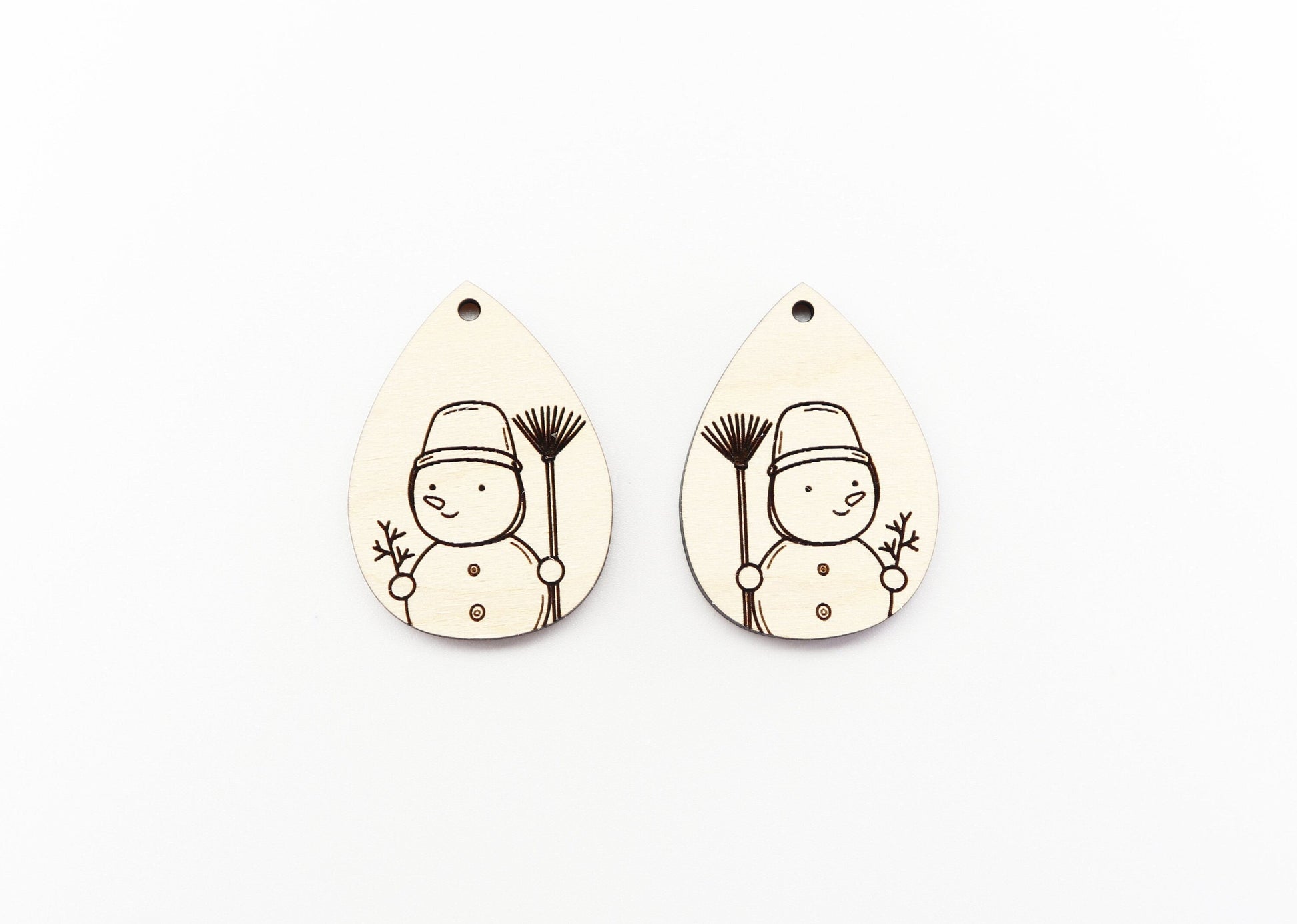 Snowman earring blanks, wood cutouts, sold per pair