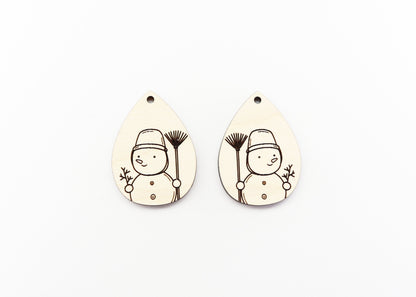 Snowman earring blanks, wood cutouts, sold per pair