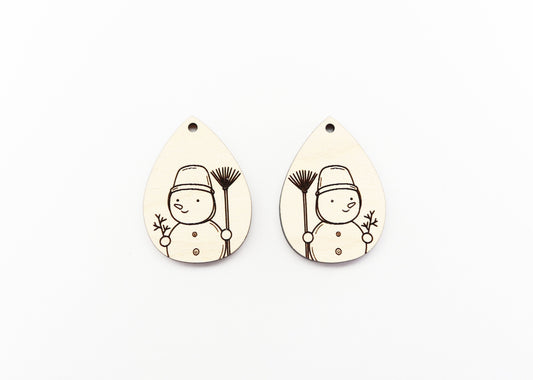 Snowman earring blanks, wood cutouts, sold per pair