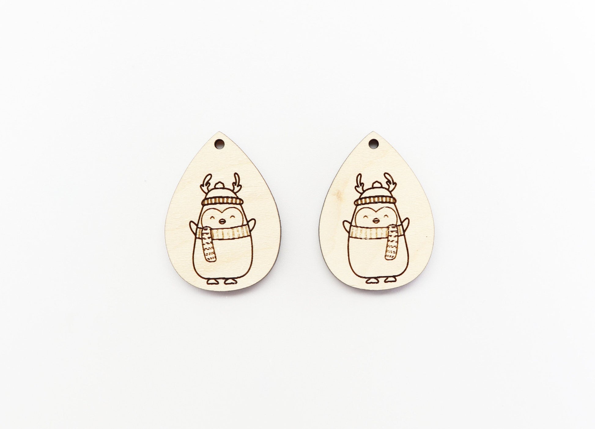 Penguin earring blanks, wood cutouts, sold per pair