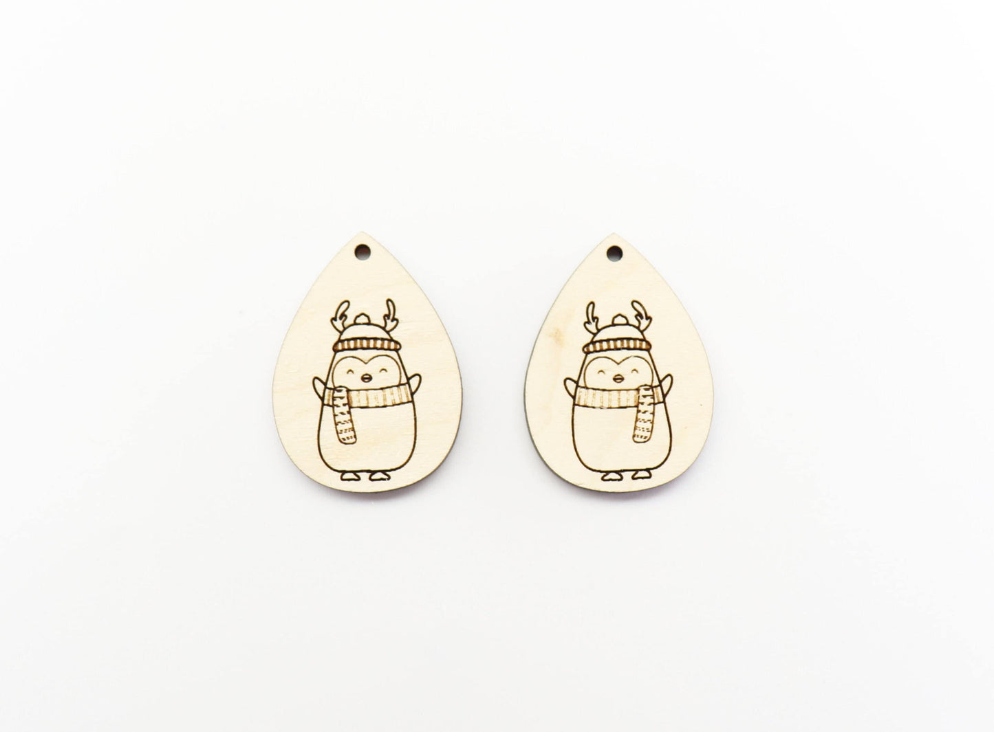 Penguin earring blanks, wood cutouts, sold per pair