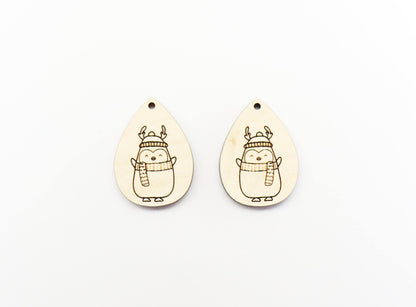 Penguin earring blanks, wood cutouts, sold per pair