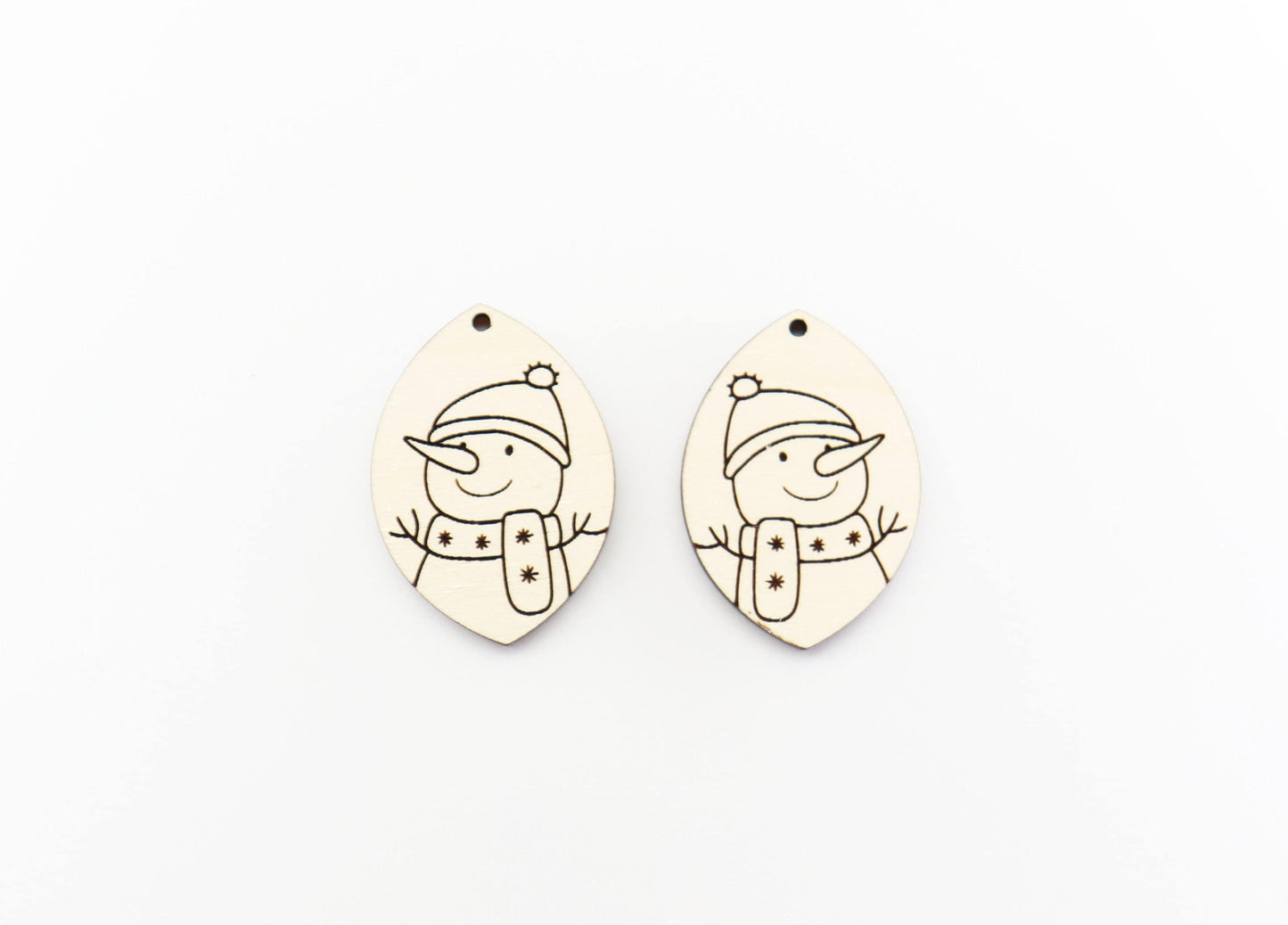 Snowman earring blanks, wood cutouts, sold per pair