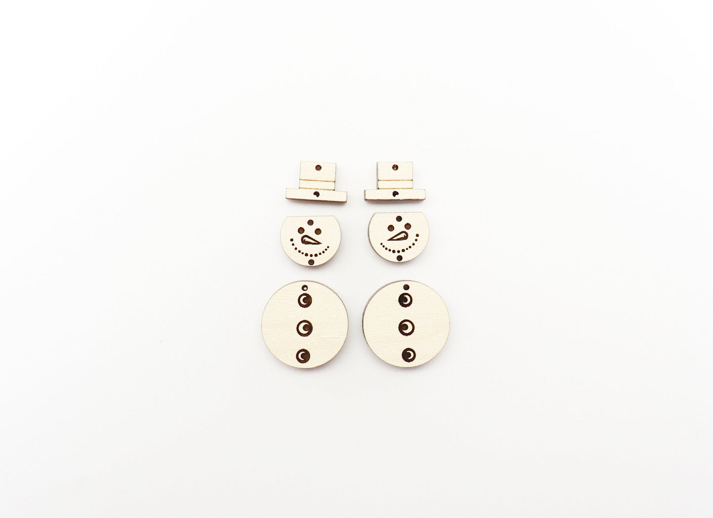 Snowman wood earring blanks, wood cutouts, earring blanks