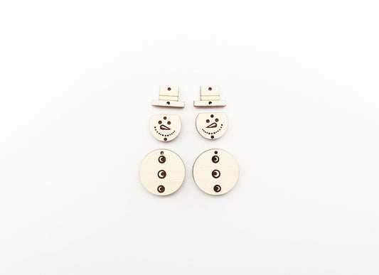 Snowman wood earring blanks, wood cutouts, earring blanks