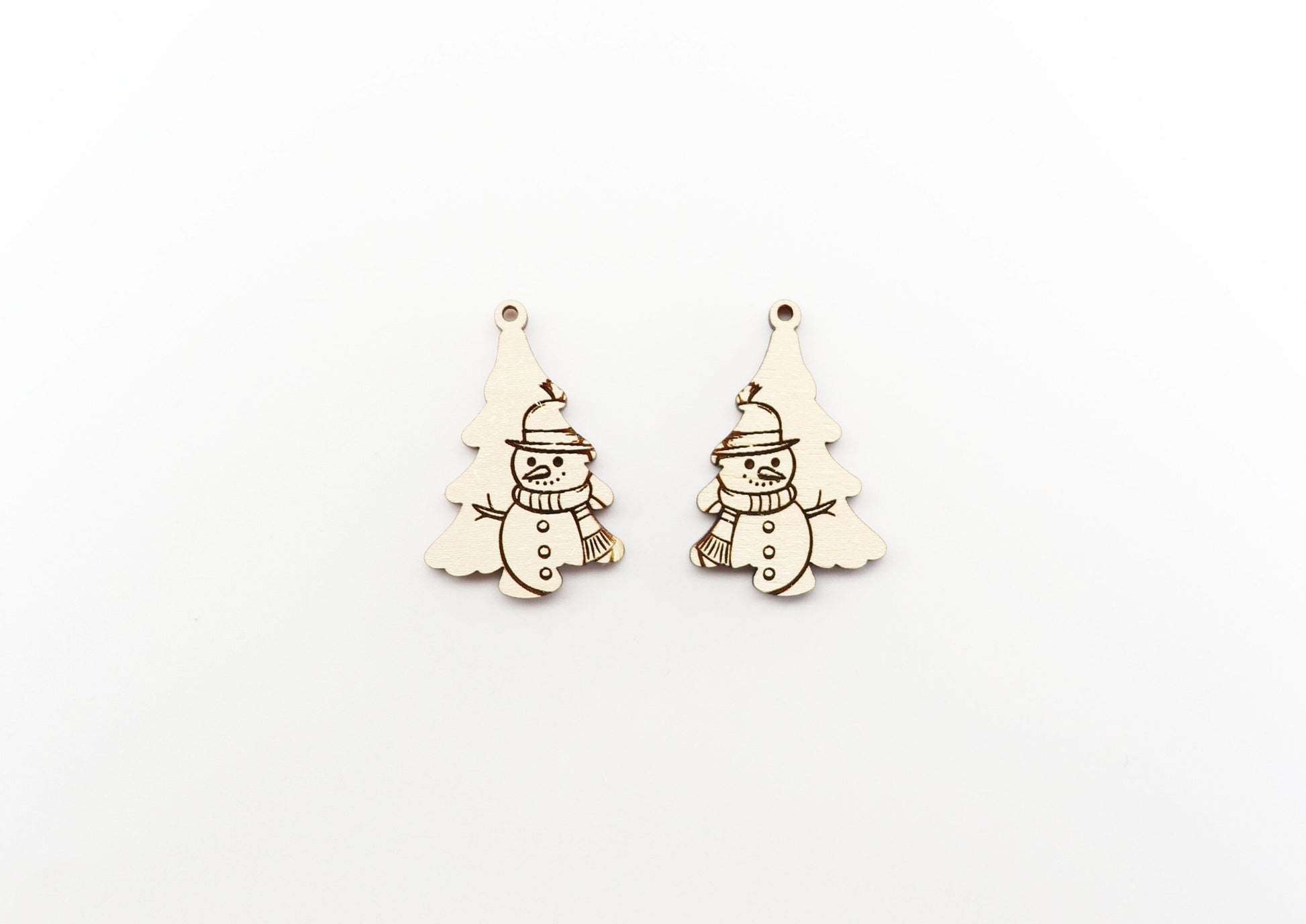 Snowman Christmas tree earring blanks, wood blanks