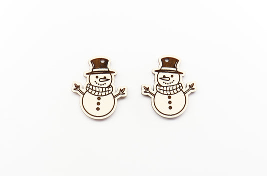 Snowman wood earring blanks, earring findings, earring blanks