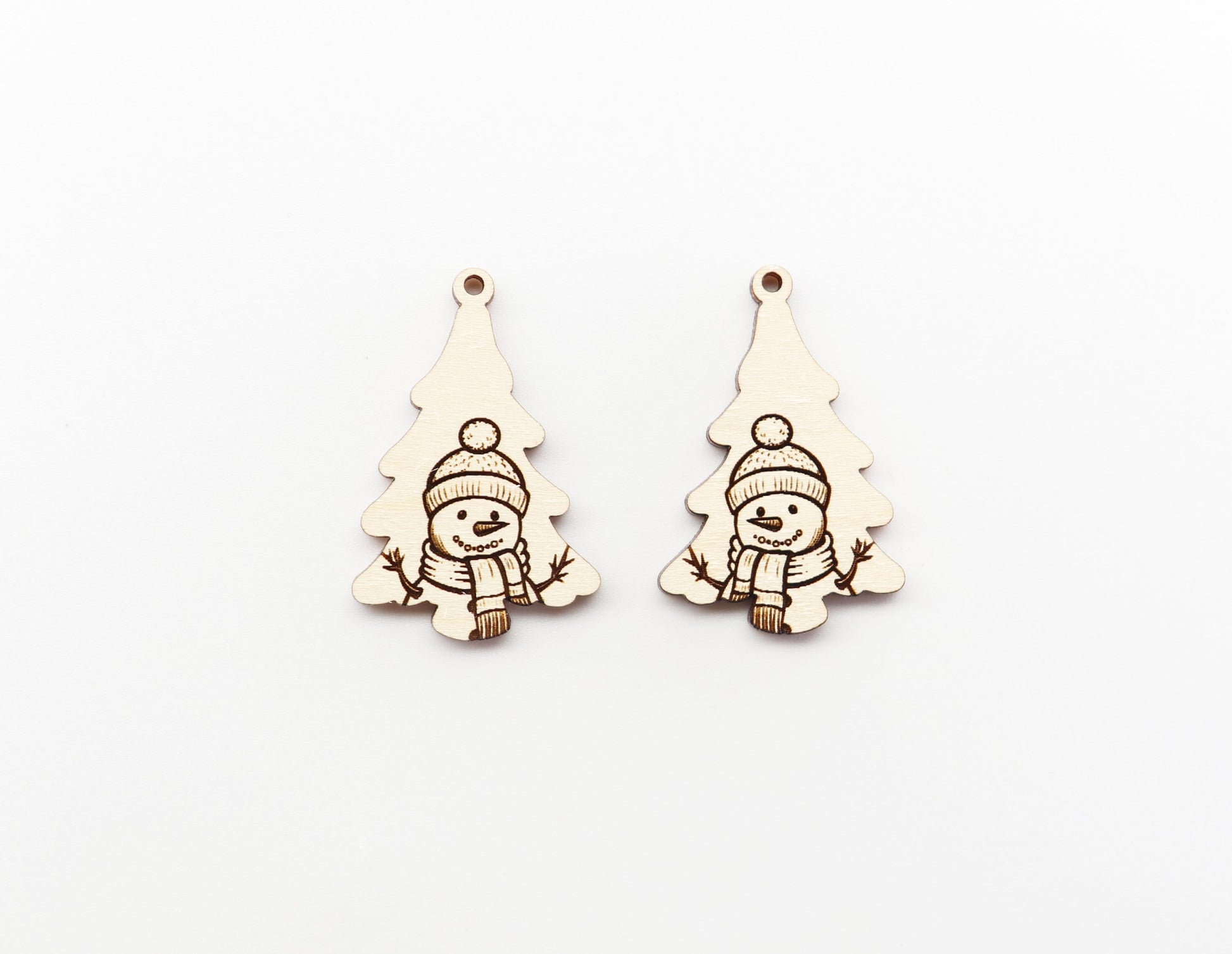 Snowman Christmas tree earring blanks, wood blanks