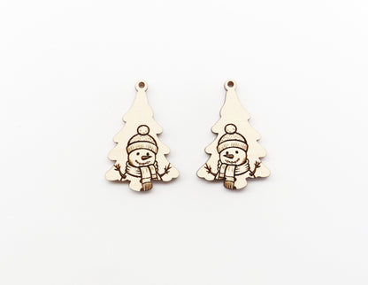 Snowman Christmas tree earring blanks, wood blanks