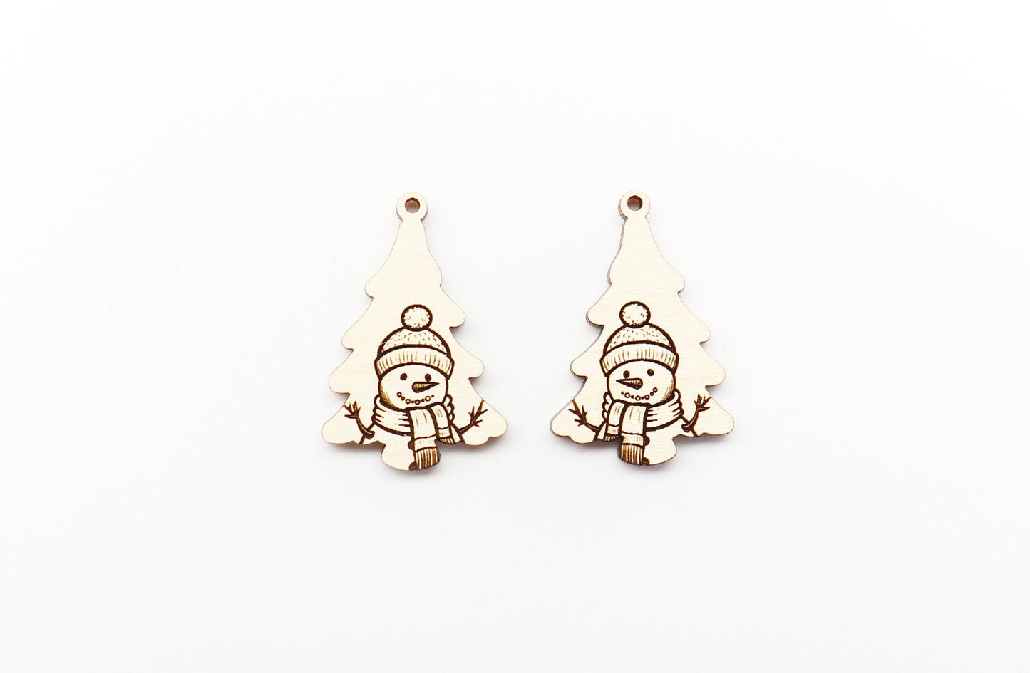 Snowman Christmas tree earring blanks, wood blanks